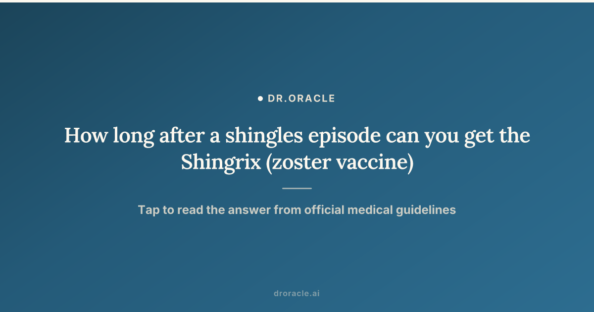 How long after a shingles episode can you get the Shingrix (zoster vaccine)